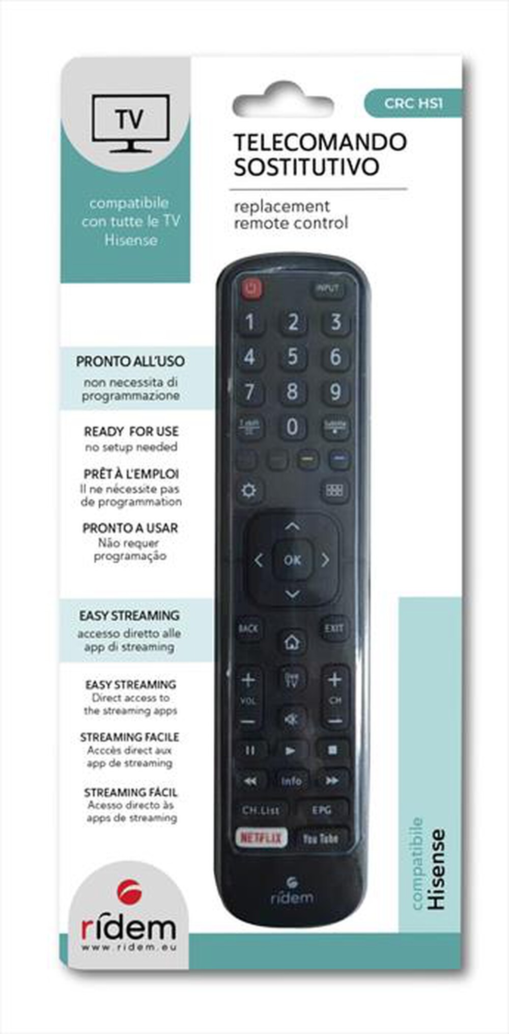 Immagine del prodotto RIDEM - Telecomando CRC HS1-Nero