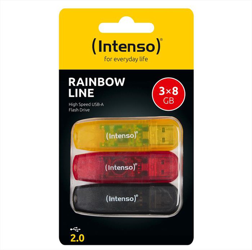 Immagine del prodotto INTENSO - CHIAVETTA USB RAINBOW TRIPACK 3X8GB-GIALLO/ROSSO/NERO
