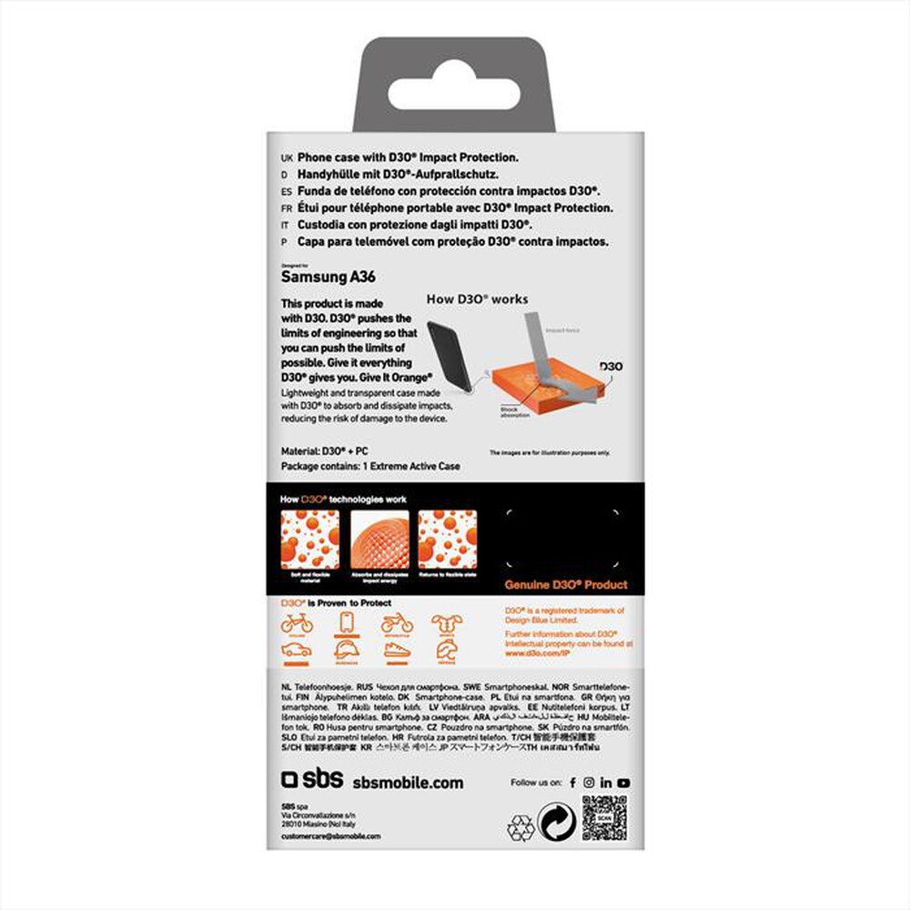 Immagine del prodotto SBS - Cover D3O Cover per Samsung A36-Trasparente