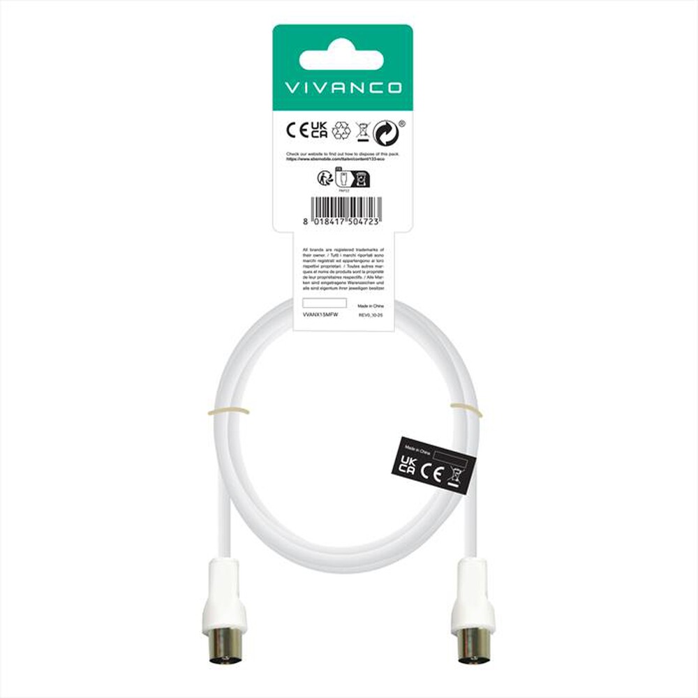 Immagine del prodotto SBS - Cavo antenna cavo 1,5m,coax-plugcoax socket-Bianco