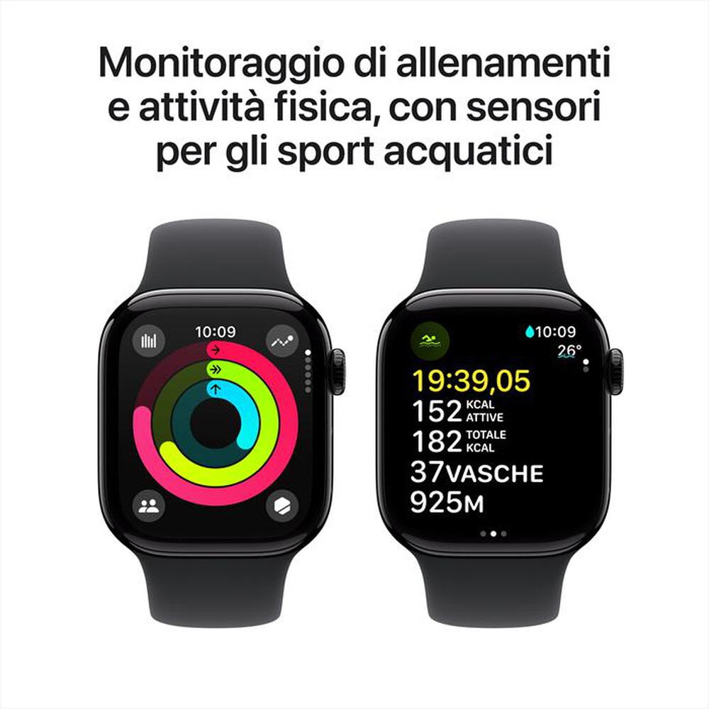 Immagine del prodotto APPLE - Watch Series 10 GPS 42mm Alluminio-Jet Black Sport Band Nero M/L