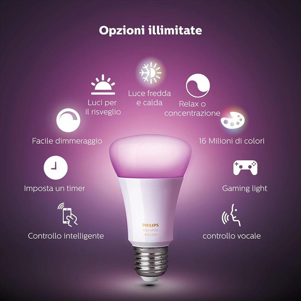 Immagine del prodotto PHILIPS - HUE WHITE AND COLOR AMBIANCE LAMPADINA E27 9W-Bianco