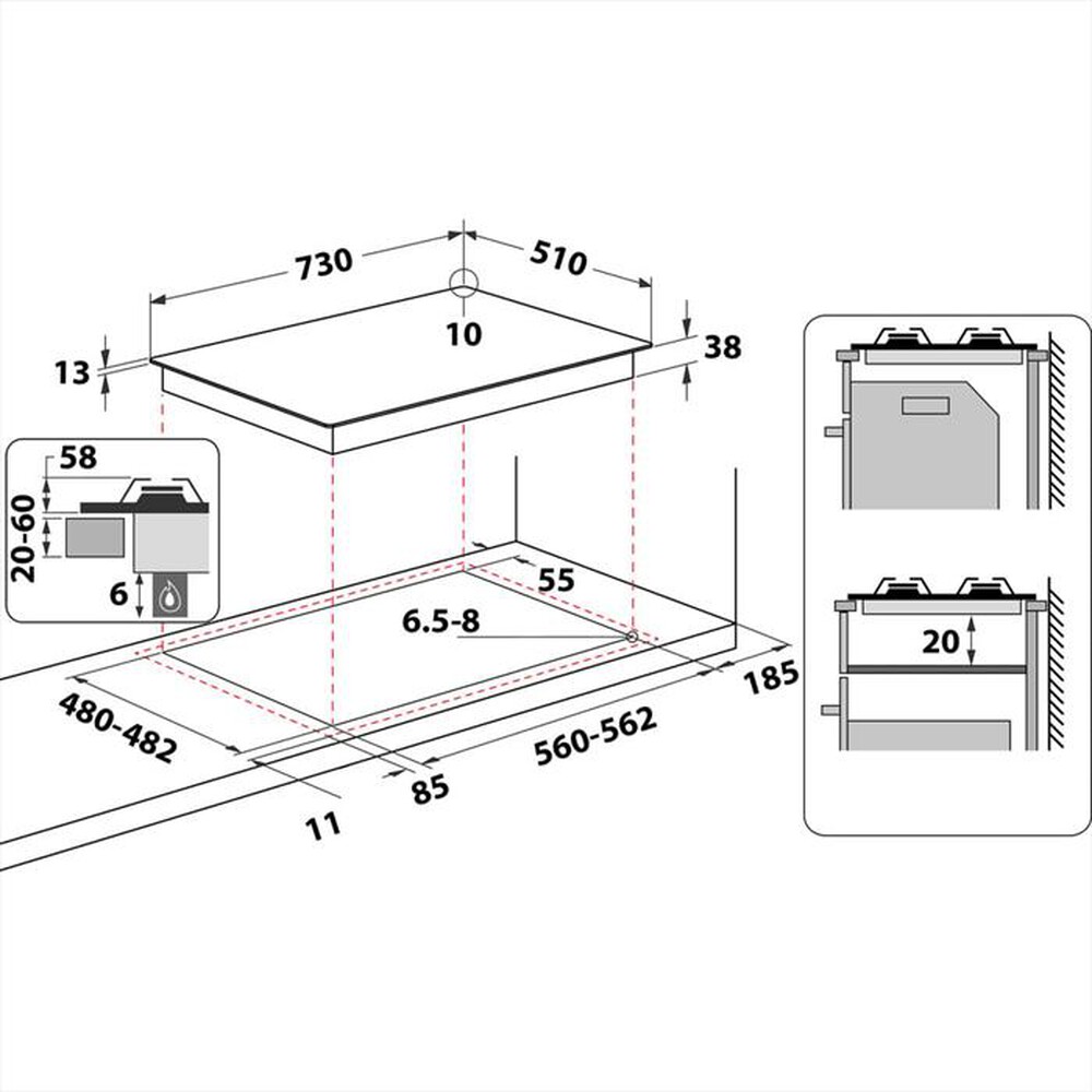 Immagine del prodotto HOTPOINT ARISTON - Piano cottura a gas PPH 75G DF/IX HOB OA 5 fuochi