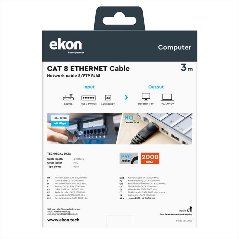 Immagine del prodotto EKON - Cavo di rete per PC ECITLAN830G-Nero