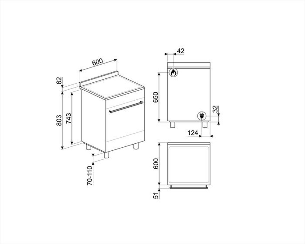 Immagine del prodotto SMEG - Cucina B61GMX2 Classe A-Inox