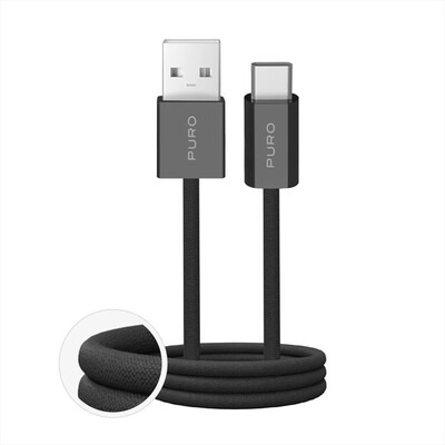 PURO - Cavo in tessuto FABRIK da USB-A a USB-C-Nero