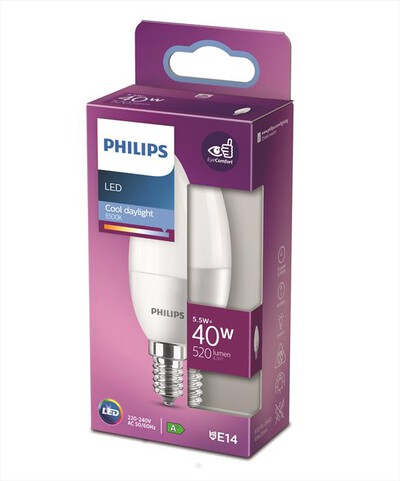 PHILIPS - LED CANDELA 40W E14 6500K NON DIM-White