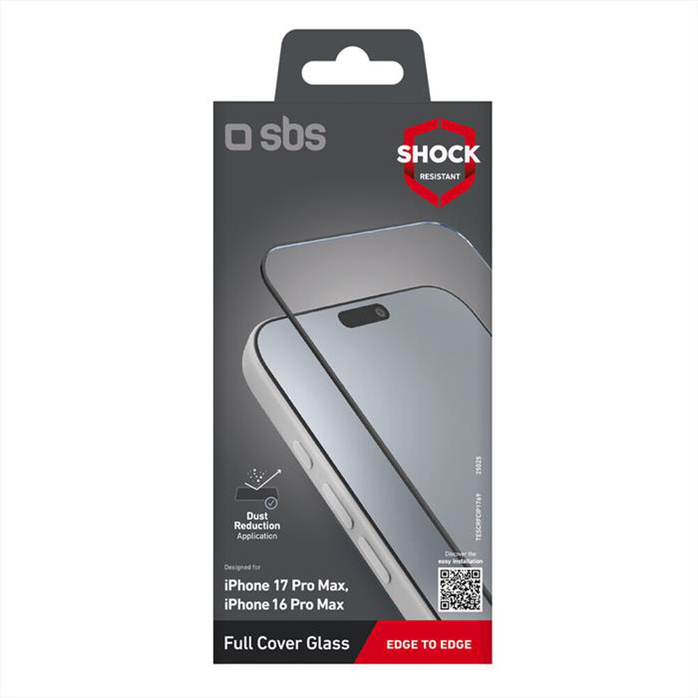 Immagine del prodotto SBS - Full cover glass iPhone 17 Pro Max/16 Pro Max-Nero