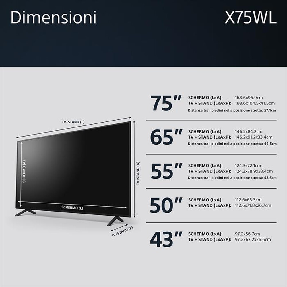Immagine del prodotto SONY - Smart TV LED UHD 4K 55" KD55X75WLAEP-Nero