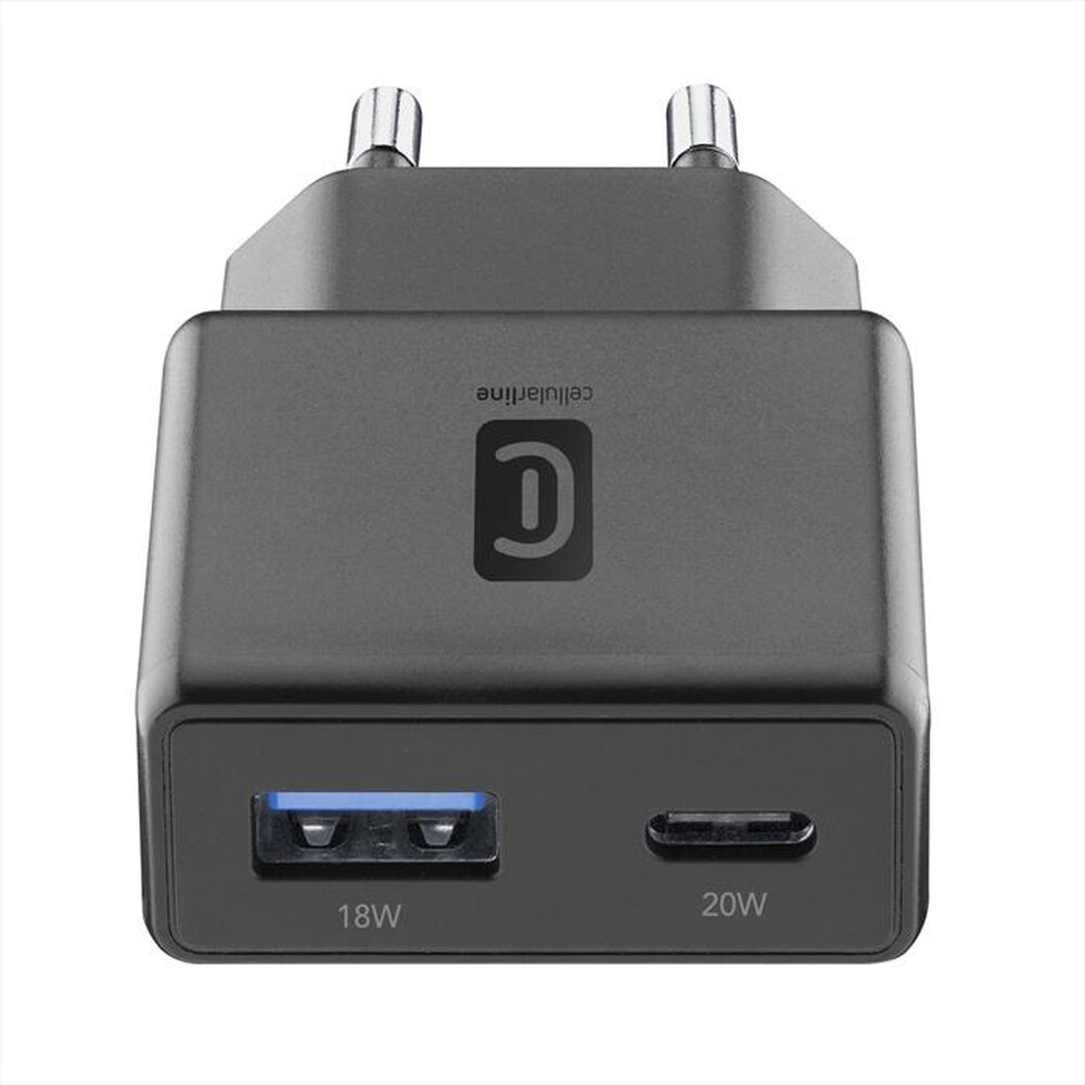 Immagine del prodotto CELLULARLINE - Caricatore Power Lite Slim 20W Dual USB-A + USB-C-Nero