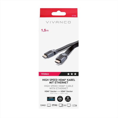 VIVANCO - Cavo HDMI v. 2 alta velocit&agrave; VVVHDMI15MMGK-Nero