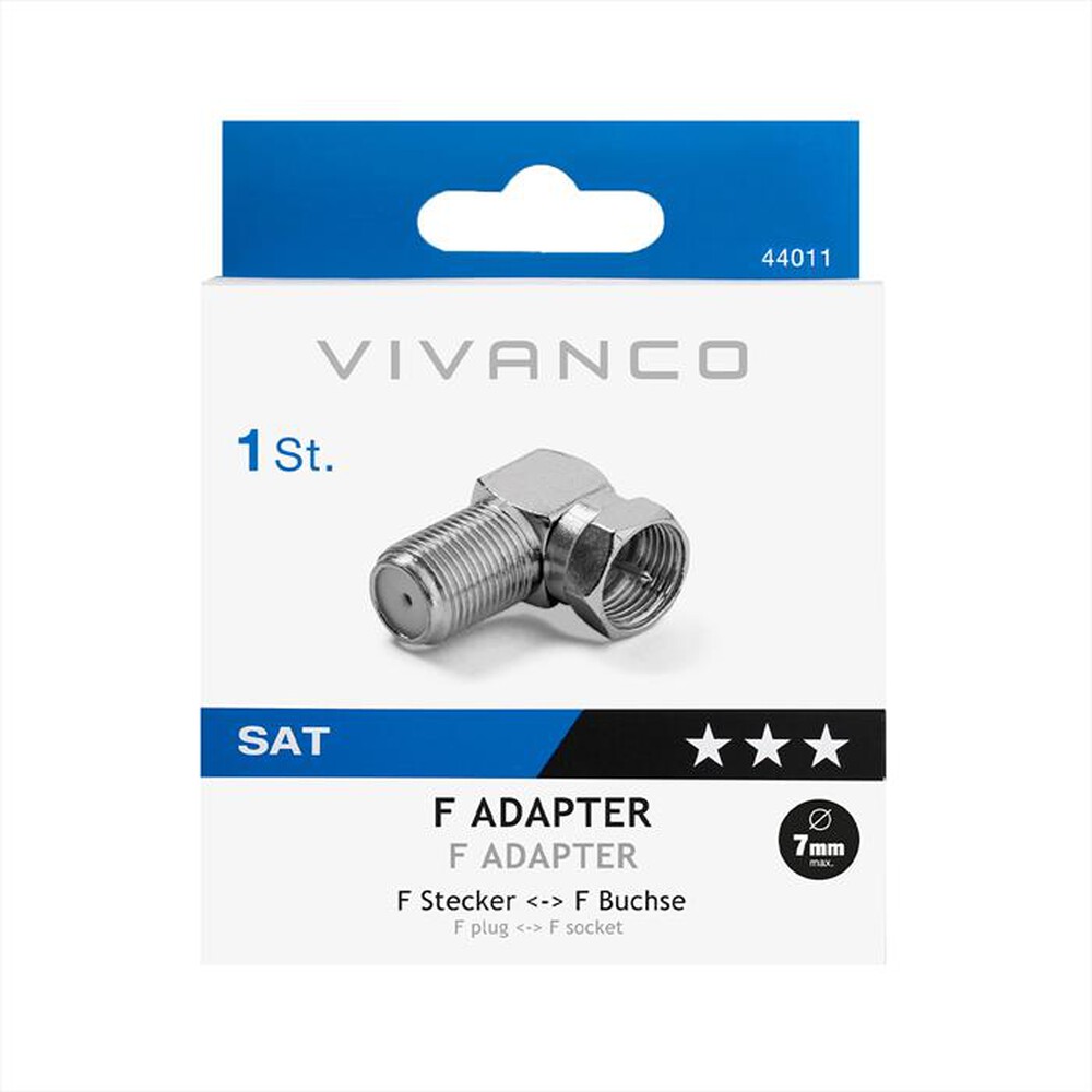 Immagine del prodotto SBS - F-angled adaptor,1pcs,F-plug-F-socket-Argento