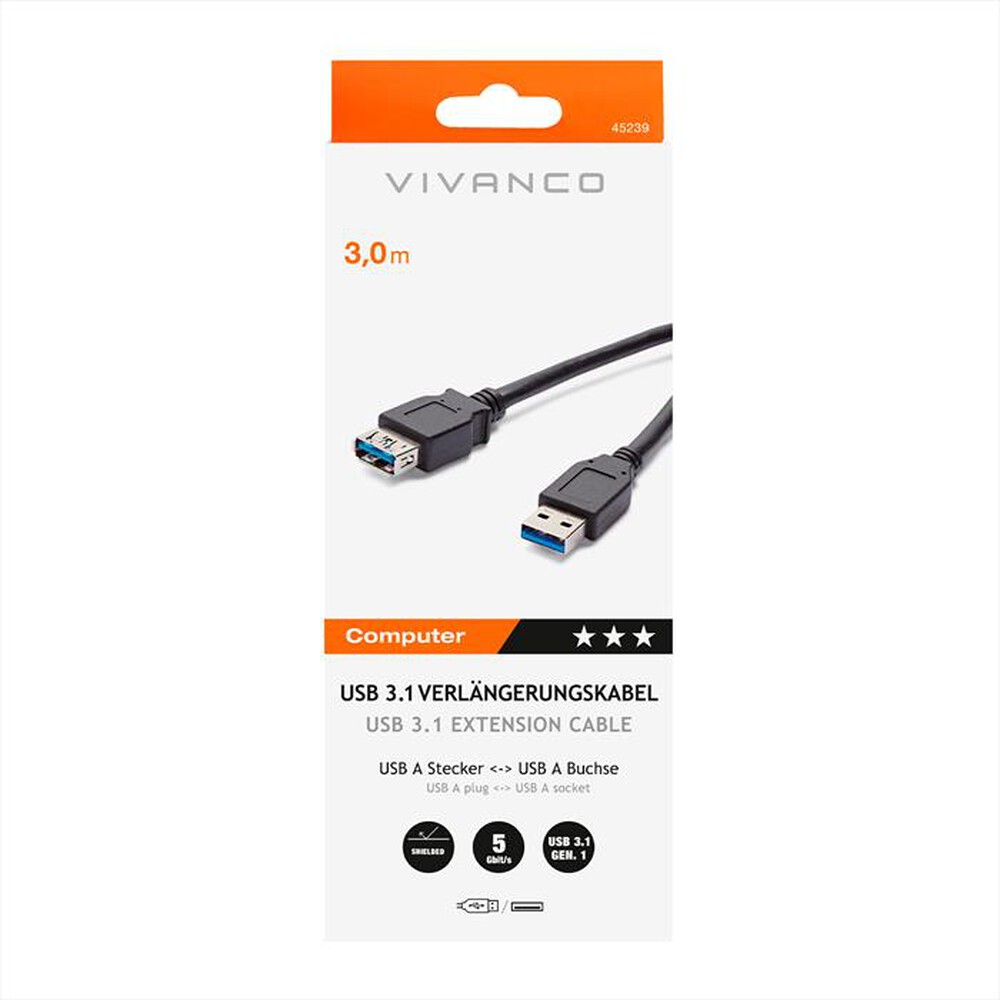 Immagine del prodotto SBS - USB 3.1 Gen.1 extension cavo A-plug to A-socket-Nero