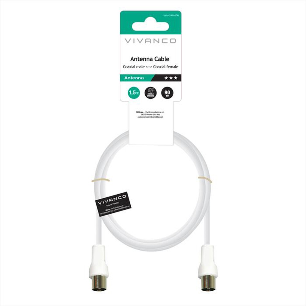 Immagine del prodotto SBS - Cavo antenna cavo 1,5m,coax-plugcoax socket-Bianco