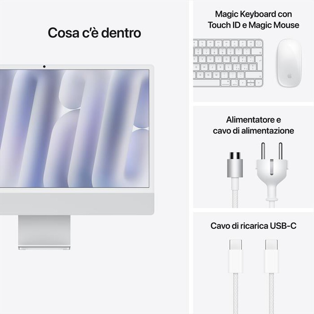 Immagine del prodotto APPLE - iMac Retina 24" 4.5K M4 Core 10 CPU 10 GPU 512GB-Argento