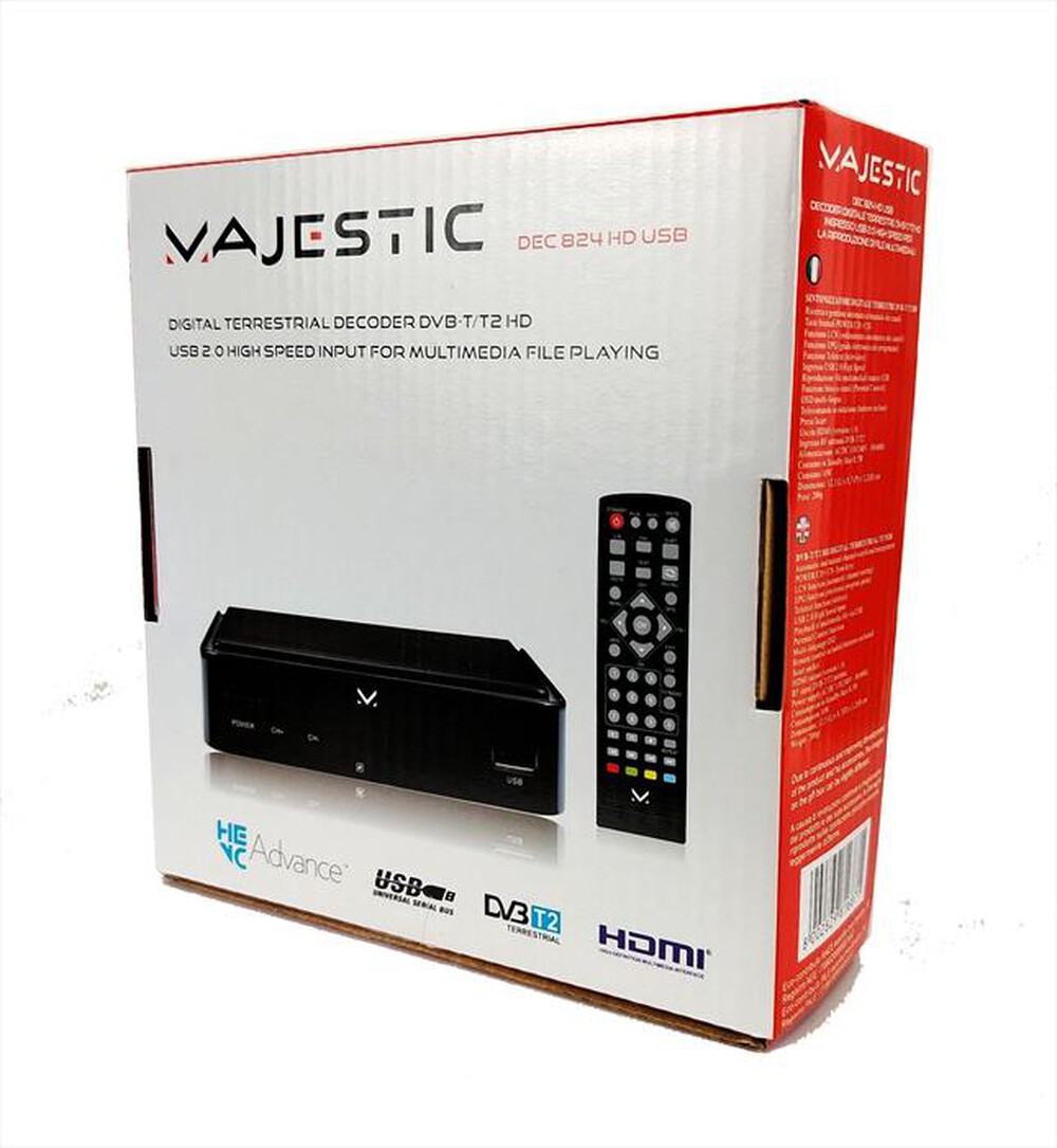 Immagine del prodotto MAJESTIC - Decoder digitale terrestre DEC 824HD USB BK-Nero