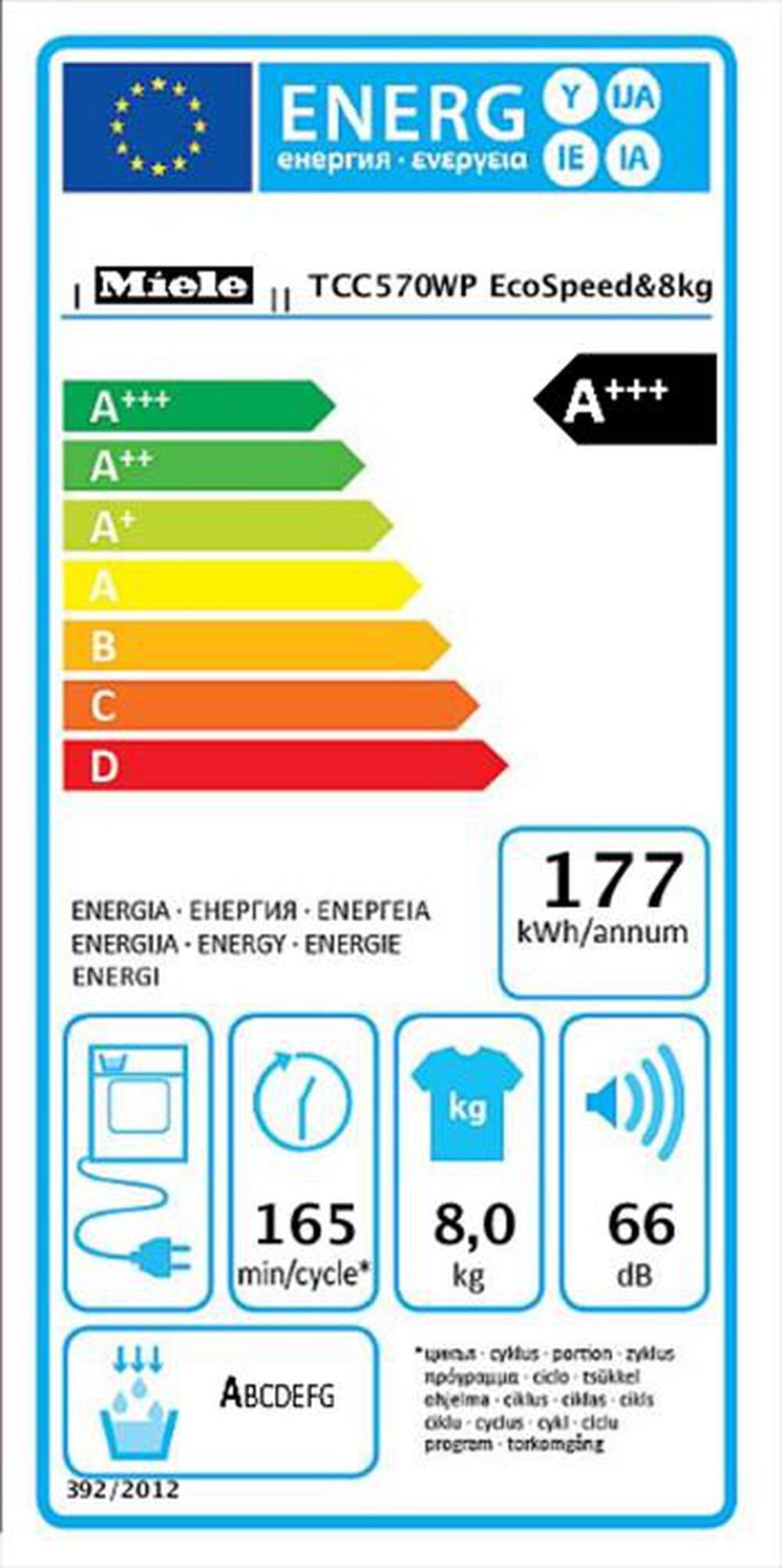 Immagine del prodotto MIELE - Asciugatrice TCC 570 WP ECOSPEE 8Kg Classe C