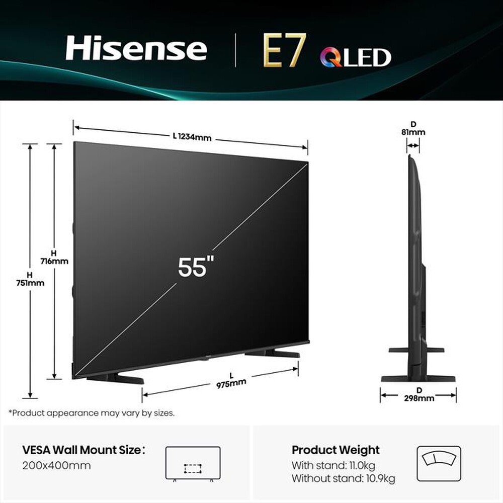 Immagine del prodotto HISENSE - Smart TV QLED 55" 4K Ultra HD 55E79Q-NERO