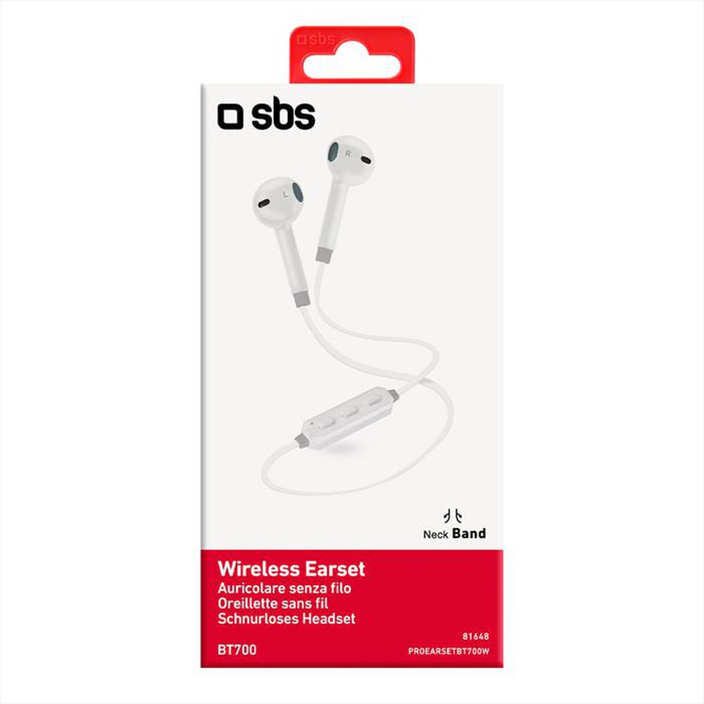 Immagine del prodotto SBS - Auricolare Bluetooth PROEARSETBT700W-BIANCO
