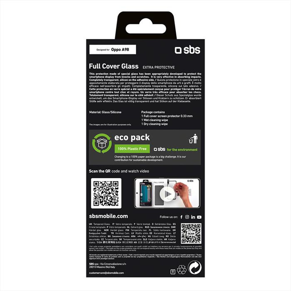 Immagine del prodotto SBS - Screen protector TESCRFCOPA98 per Oppo A98-Nero