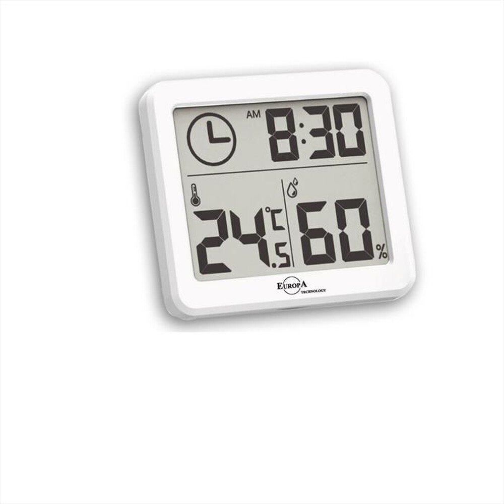 Immagine del prodotto EUROPA TECHNOLOGY - Igrometro - Termometro con orologio DV-512 HT-BIANCO