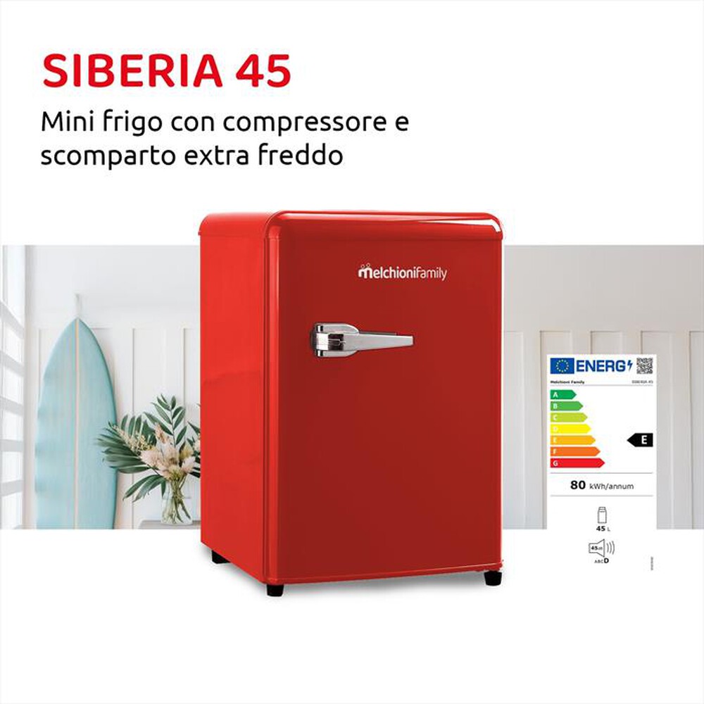 Immagine del prodotto MELCHIONI FAMILY - Frigorifero sotto-tavolo SIBERIA 45 Classe E 45lt-Rosso / Metallo