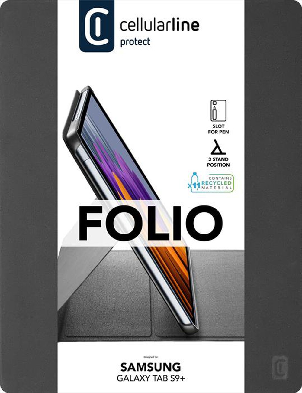 Immagine del prodotto CELLULARLINE - Custodia 3 Stand FOLIOGTABS9PL124K Galaxy Tab S9+-Nero