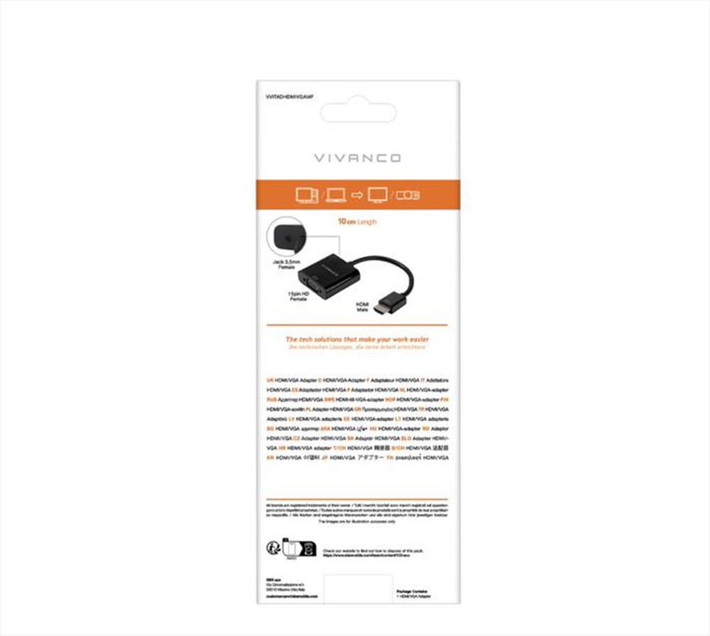 Immagine del prodotto VIVANCO - Adattatore HDMI M a VGA F VVITADHDMIVGAMF-Nero
