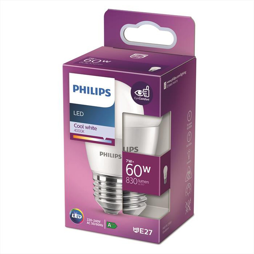 Immagine del prodotto PHILIPS - LED SFERA 60W E27 4000K NON DIM-White