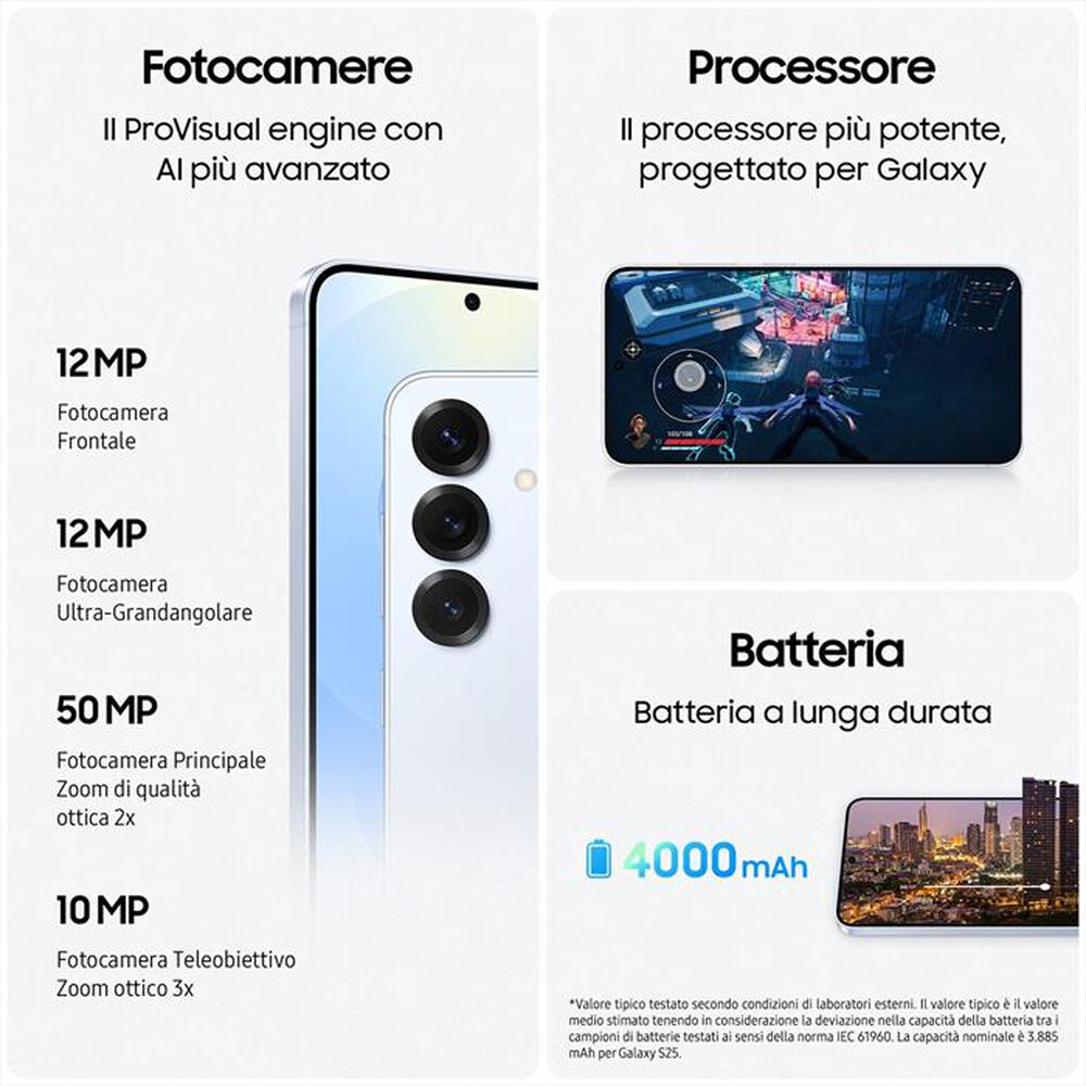 Immagine del prodotto SAMSUNG - Smartphone Galaxy S25 256GB-Silver Shadow