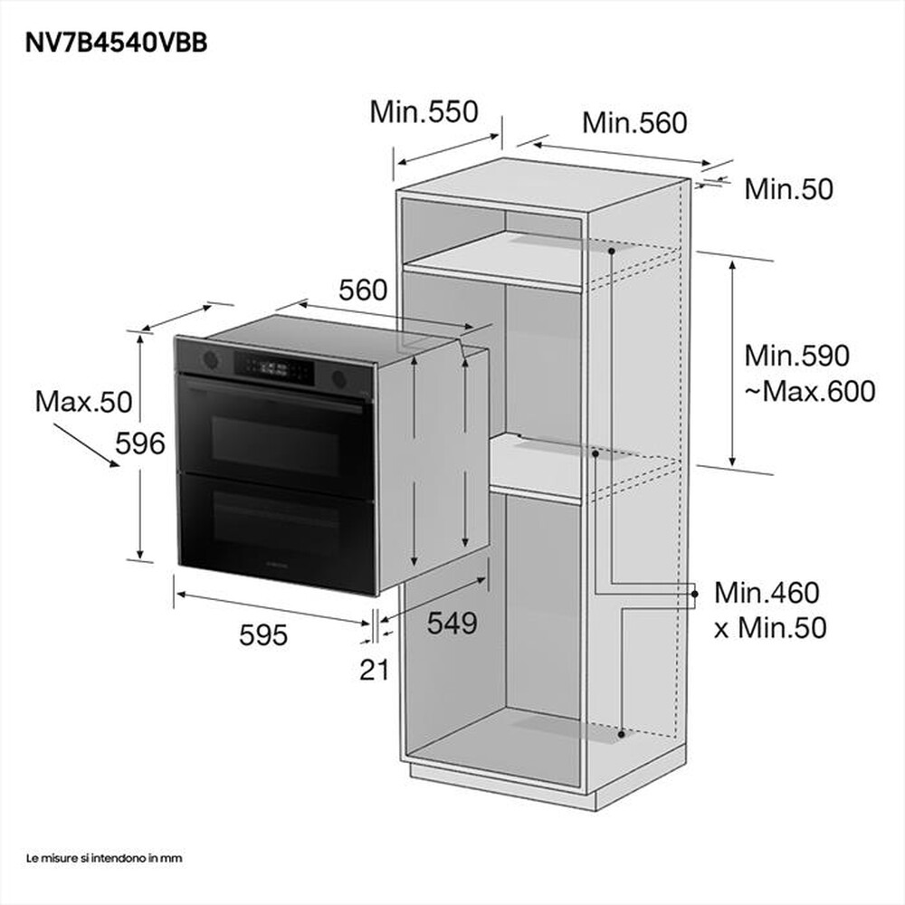 Immagine del prodotto SAMSUNG - Forno incasso elettrico NV7B4540VBB/U5 Classe A+-Black Inox