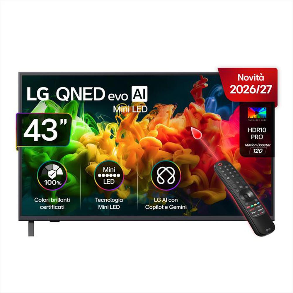 Immagine del prodotto LG - Smart TV 43" MiniLED QNED EVO 4K AI 43QNED80B6B-Charcoal Black