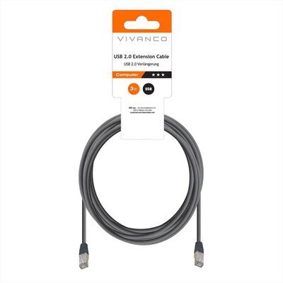 SBS - USB 2.0 comp.extension pl.A-socket A 3,0m-Nero