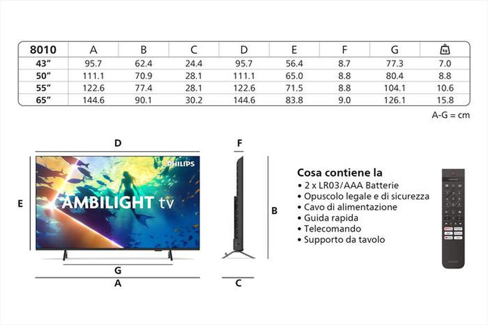 Immagine del prodotto PHILIPS - Smart TV Ambilight LED 4K 55" 55PUS8010-Black