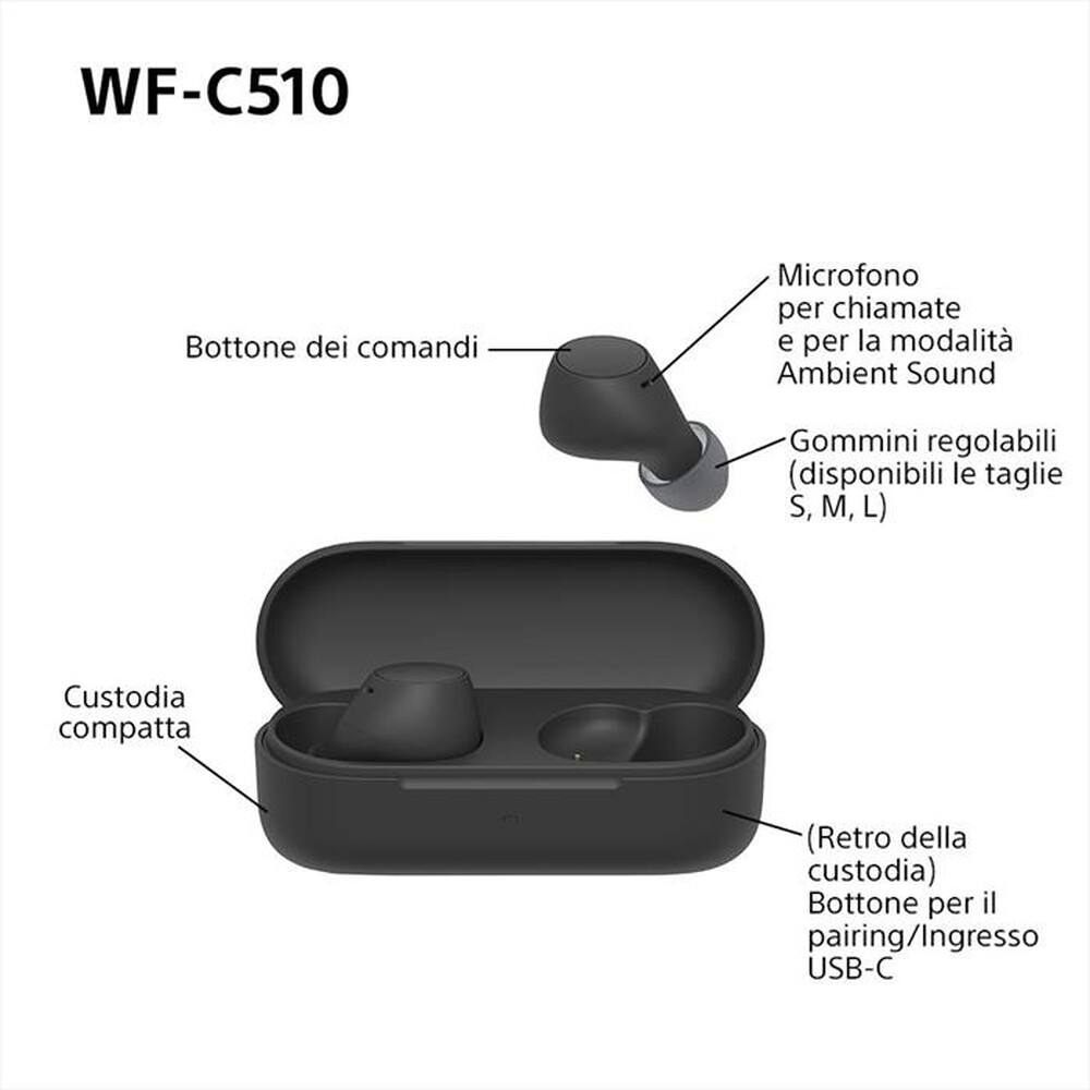 Immagine del prodotto SONY - Auricolari Bluetooth WFC510B.CE7-Nero