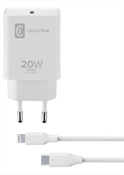 CELLULARLINE - ACHIPDKITC2LMFI20W Carica Batterie-Bianco