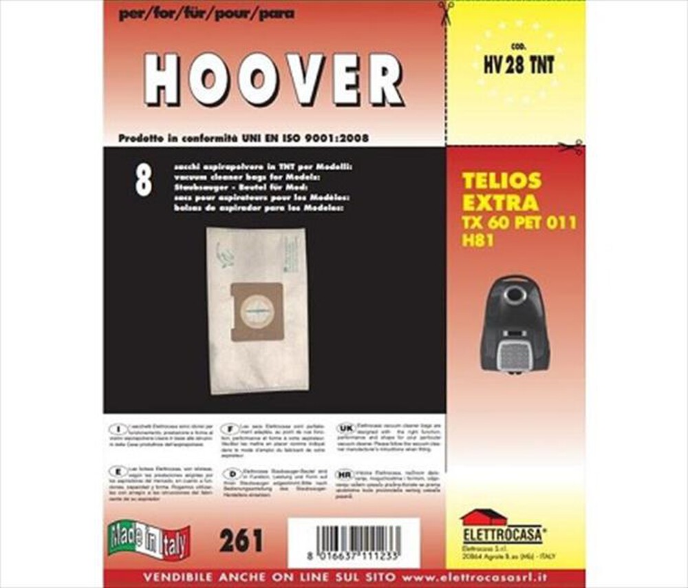 Immagine del prodotto ELETTROCASA - Sacchi aspirapolvere HV 29 TNT Hoover TX 60 PET011