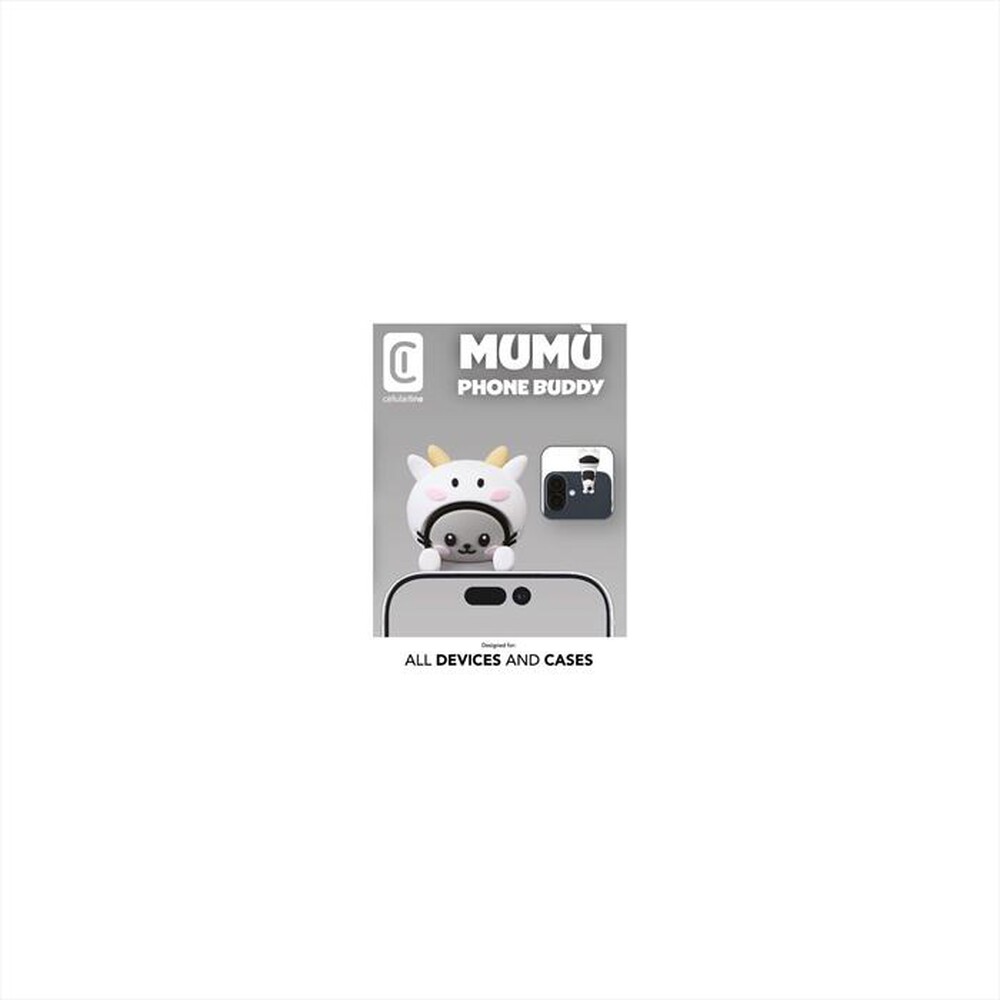 Immagine del prodotto CELLULARLINE - Mini figura adesiva in PVC a forma di mucca-Grigio, Bianco