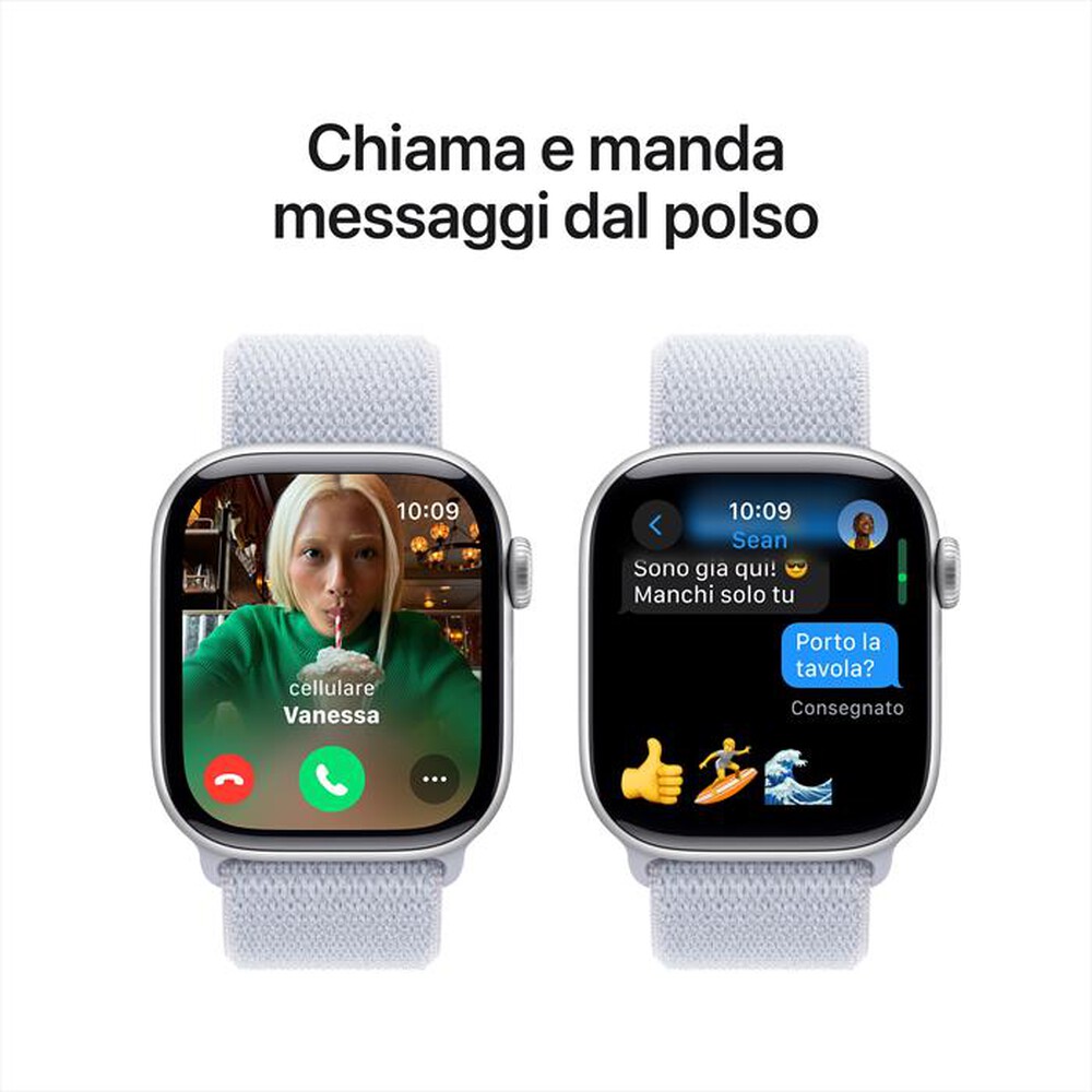 Immagine del prodotto APPLE - Watch Series 10 GPS 42mm Alluminio-Argento - Sport Loop Blu Cloud