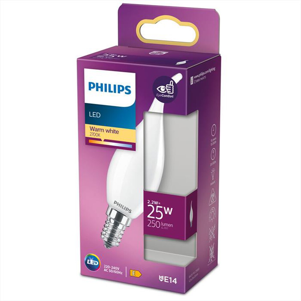 Immagine del prodotto PHILIPS - LED OLIVA E SFERA 2,2 W 25 W E14 LUCE BIANCA CALDA