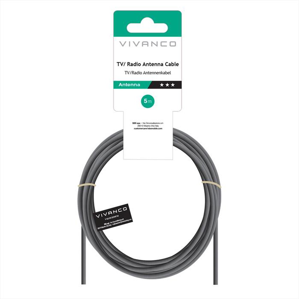 Immagine del prodotto SBS - Cavo antenna cavo 5m coax plug  coax socket,-Bianco