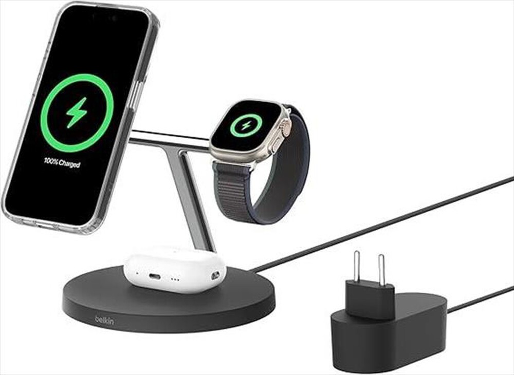 Immagine del prodotto BELKIN - BOOSTCHARGE PRO 3-IN-1 QI2 15W WIRELESS-Nero