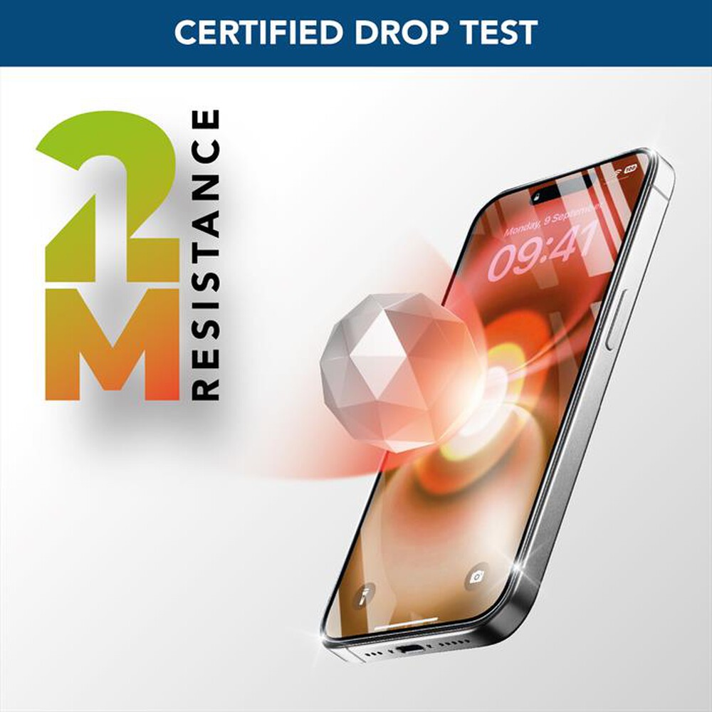Immagine del prodotto CELLULARLINE - FORTIFIED XTREME GLASS - IPHONE 16 PLUS-Transparent