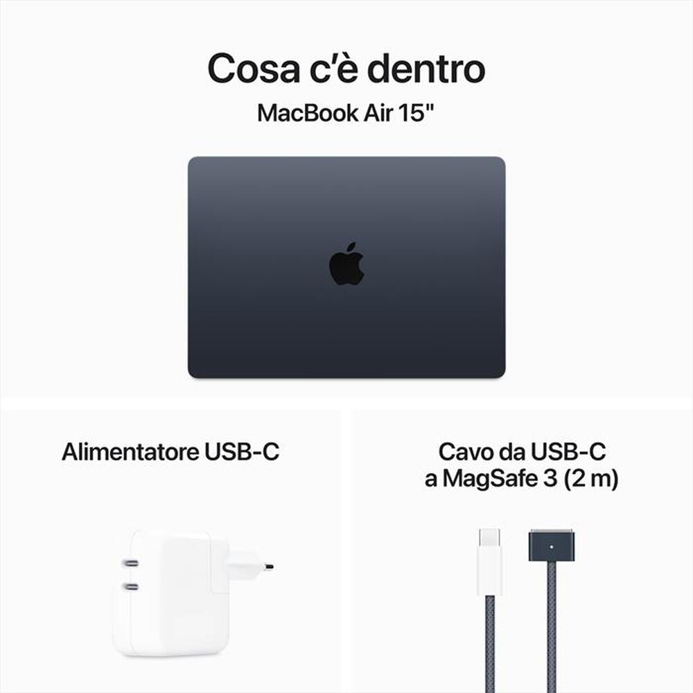Immagine del prodotto APPLE - MACBOOK AIR 15'' M3 CORE 8 CPU CORE 10 GPU 256GB-Mezzanotte