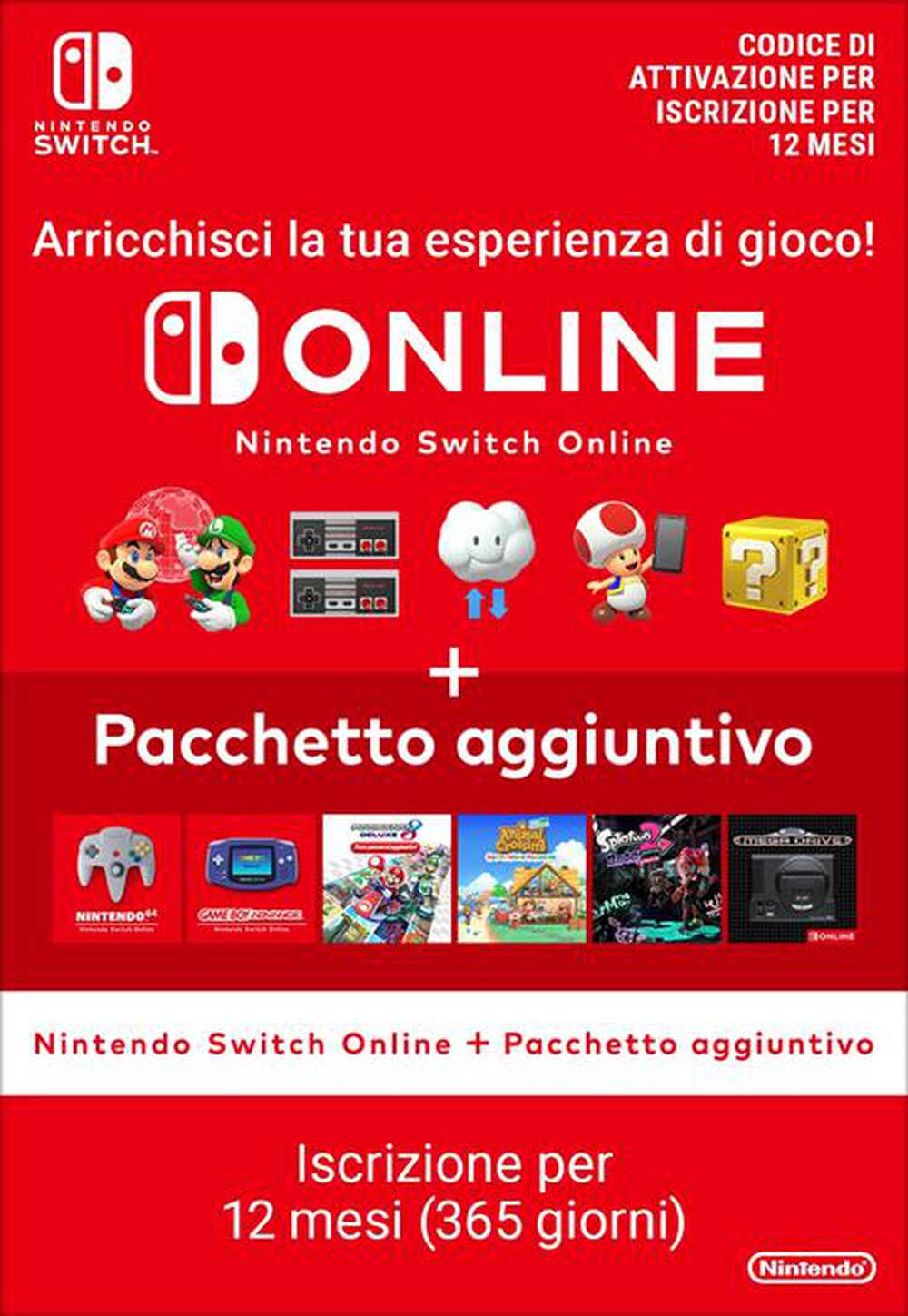Immagine del prodotto NINTENDO - NSO + PACCHETTO AGGIUNTIVO (ABBONAMENTO INDIVID.)