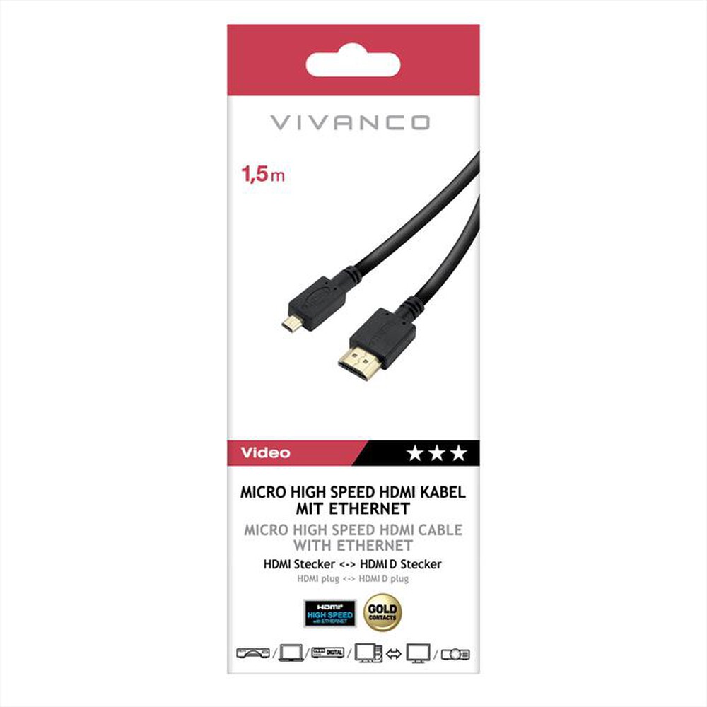 Immagine del prodotto SBS - Cavo micro HDMI ad alta velocit&agrave; con Ethernet-Nero