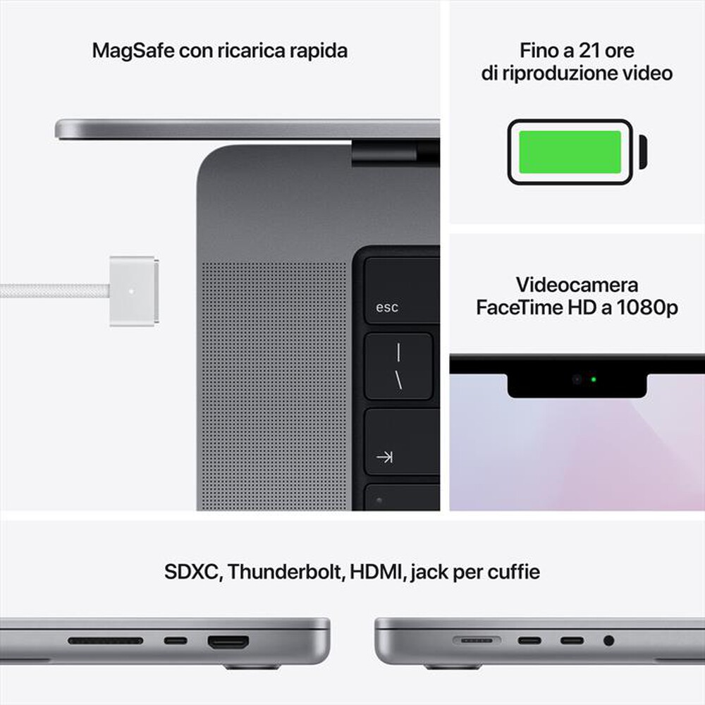 Immagine del prodotto APPLE - MacBook Pro 16"  M1 Max  10-core  32-core, 1TB SSD-Grigio Siderale