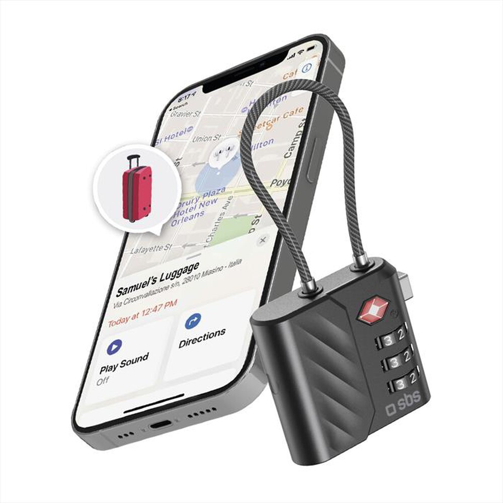 Immagine del prodotto SBS - Lucchetto TSA con localizzatore integrato-Nero