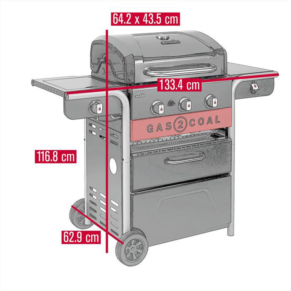 Immagine del prodotto CHAR-BROIL - Barbecue GAS2COAL 3 FUOCHI + 1-Black