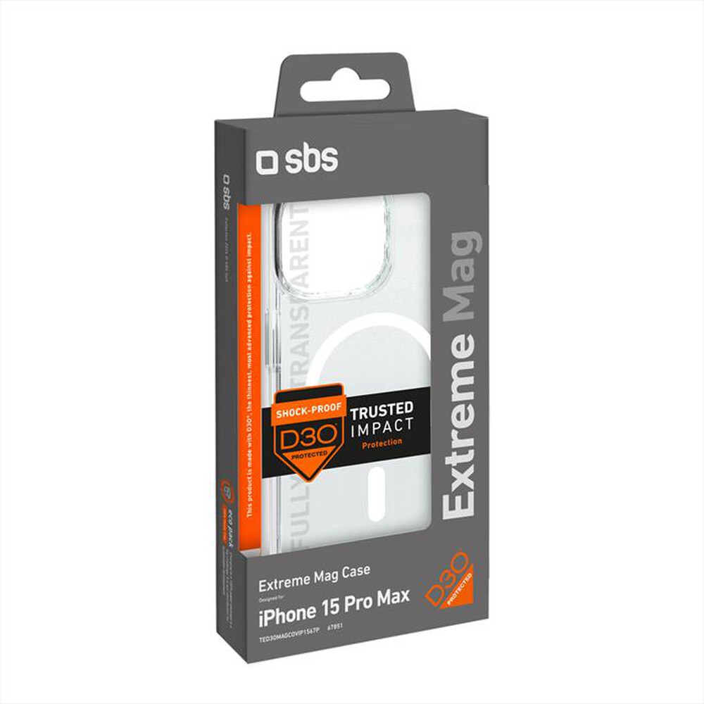 Immagine del prodotto SBS - Cover Magsafe D3O TED3OMAGCOVIP1567P iPhone 15 Pro-Trasparente